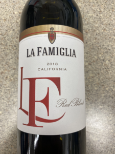 2018 La Famiglia Red Blend from California.